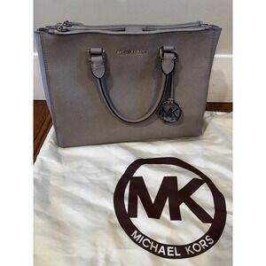 Michael Kors Gray Saffiano Leather Satchel Tote Handbag